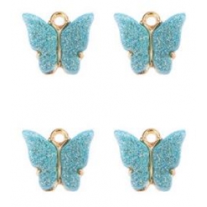 Bedel vlinder goud sparkle light blue, per stuk